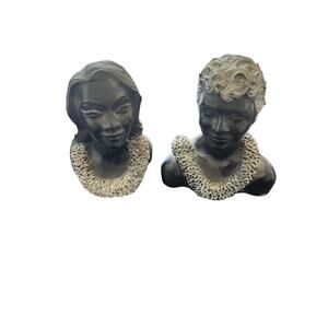 Vintage “FRANK SCHIRMAN” 1967 & 71 Black Coral Busts – Lopaka & Leialoha, Hawaii